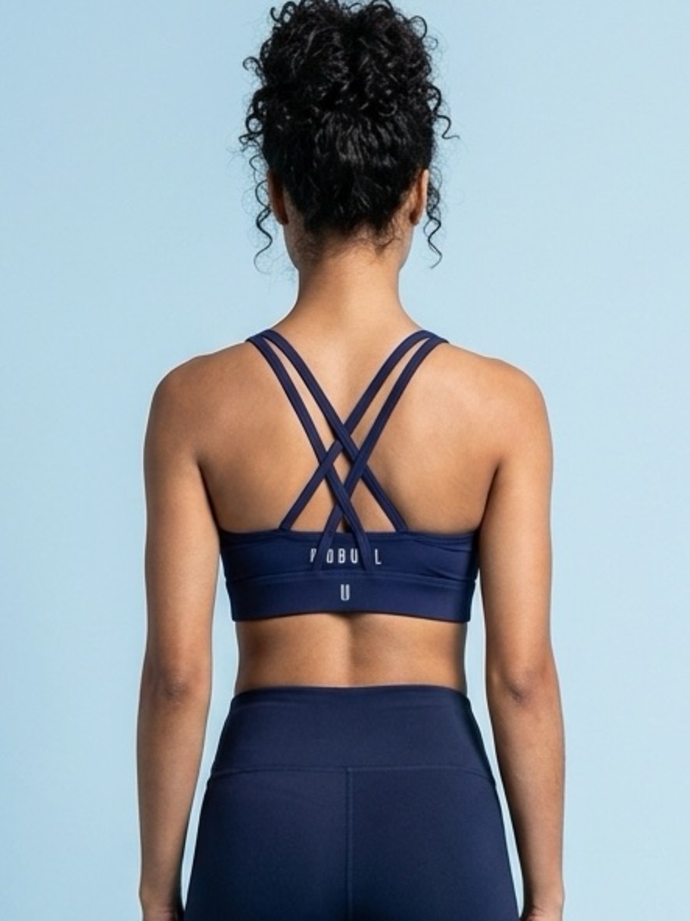 NWT NOBULL Women’s Blue Crop Sports Bra Criss Cross Back Workout Size XS